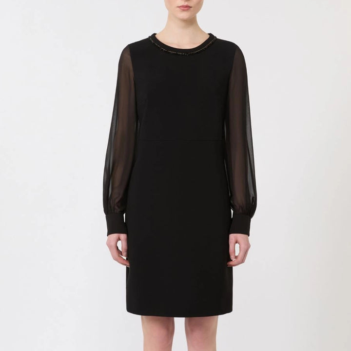 Volto Black Tailored Cady Silk Sleeve Dress