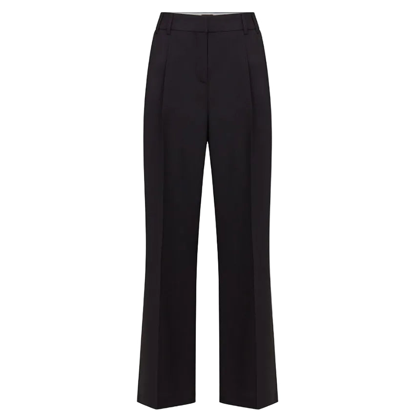Black Tailored Hopsack Wool Trouser