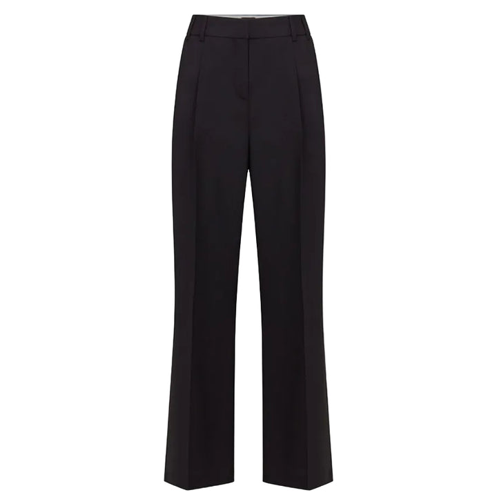 Black Tailored Hopsack Wool Trouser