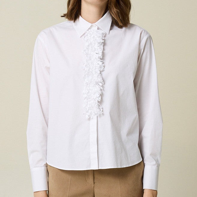 Ruffle Stretch Cotton Shirt