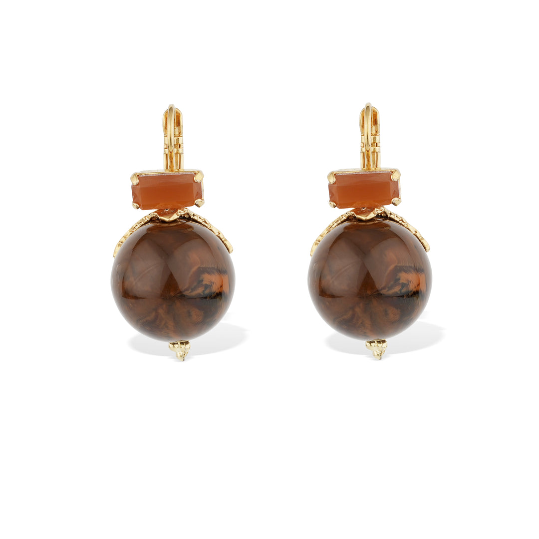 Decalcia Earrings Gold Brown