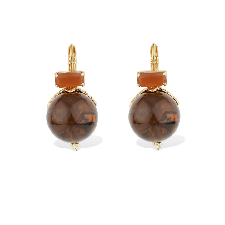 Decalcia Earrings Gold Brown