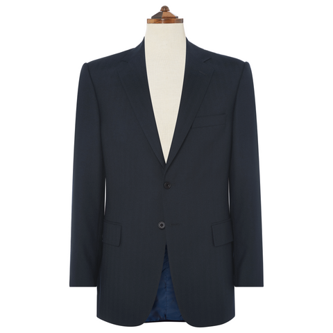 Richmond Dark Blue Wide Herringbone Suit