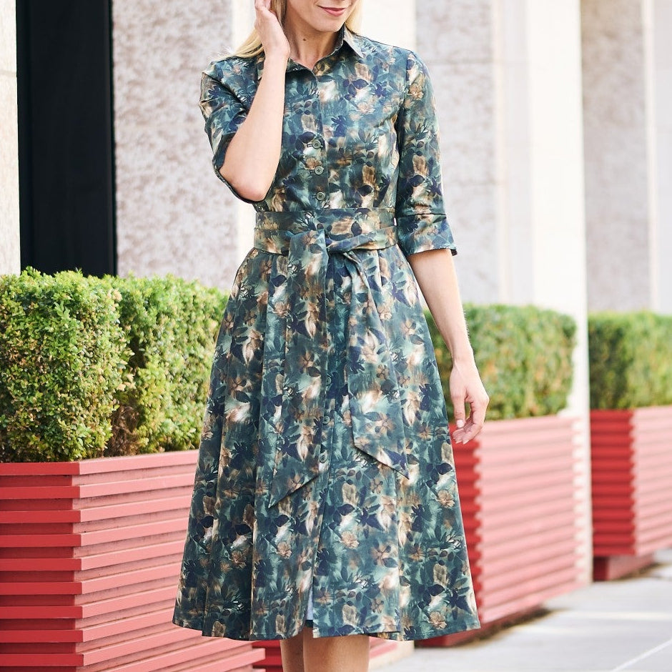 Penelope Cotton Print Midi Dress