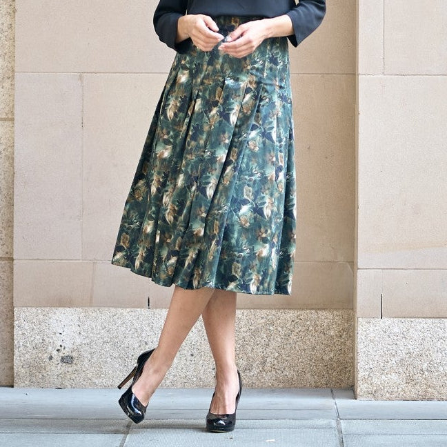 Penny Green Cotton Print Midi Skirt