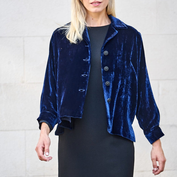 ELLEN NAVY BRACKEN VELVET JACKET