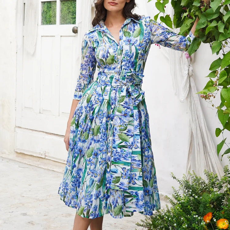 Audrey 4 Crocus Hyacinth Cotton Dress