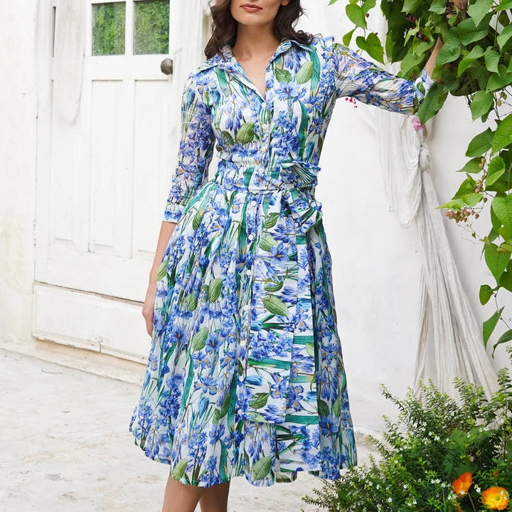 Audrey 4 Crocus Hyacinth Cotton Dress