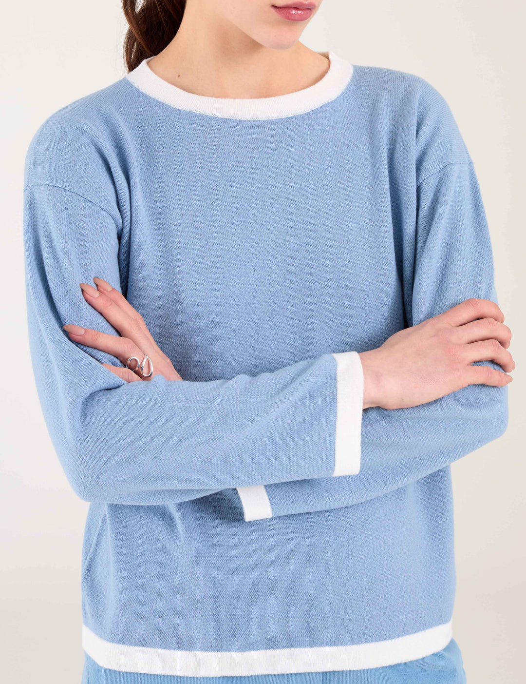 Burgundy Crew Neck Knitted Wool Cashmere Jumper