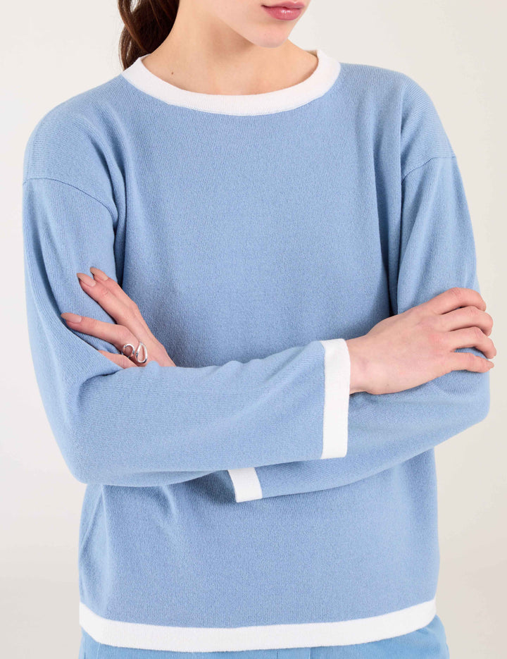 Burgundy Crew Neck Knitted Wool Cashmere Jumper