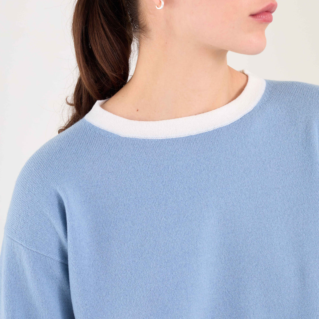 Burgundy Crew Neck Knitted Wool Cashmere Jumper