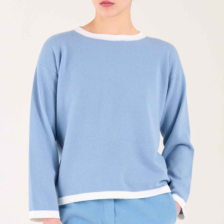 Burgundy Crew Neck Knitted Wool Cashmere Jumper