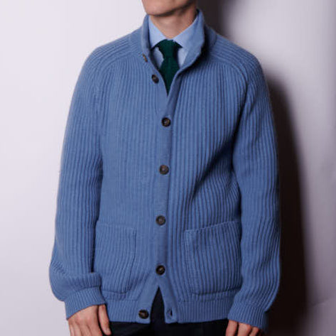 Kingsley Blue Ribbed Cardigan