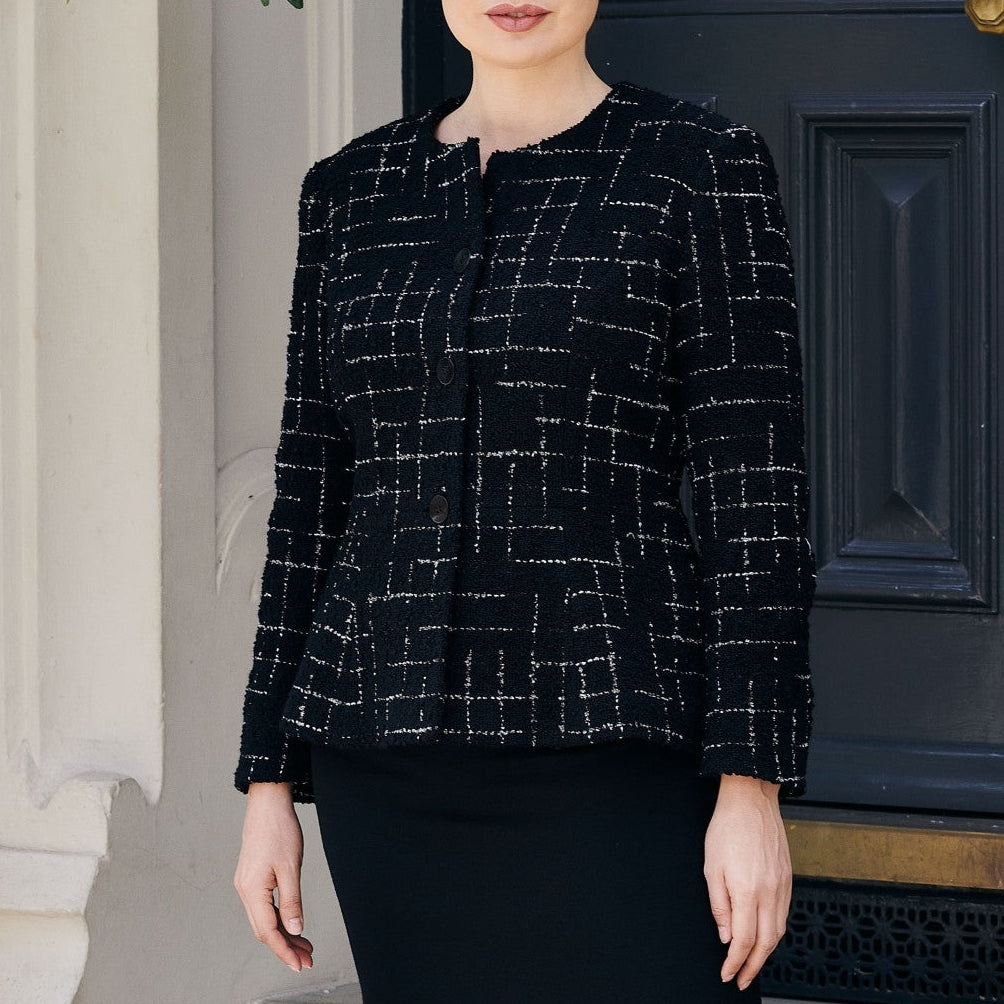 Hazel Tailored Glitter Check Wool Jacket