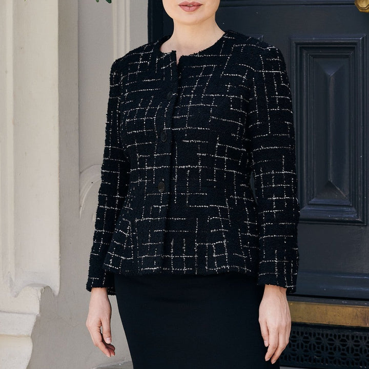 Hazel Tailored Glitter Check Wool Jacket