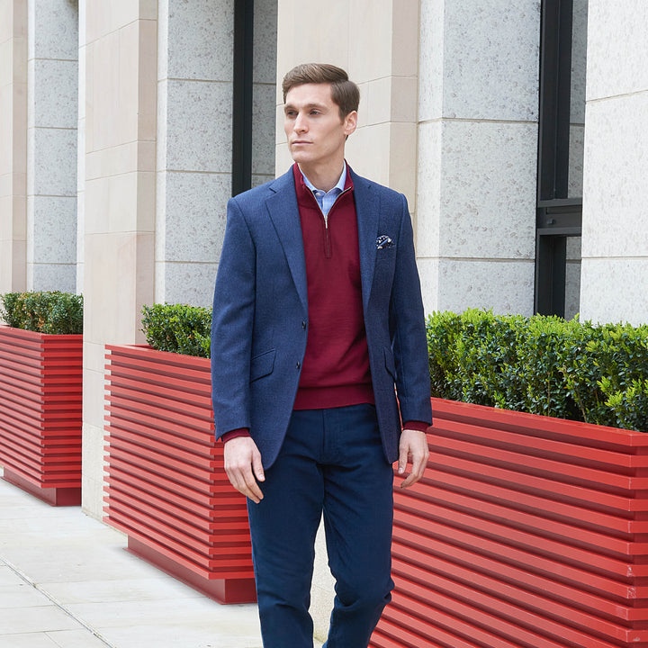 William Navy Tweed Wool and Silk Jacket