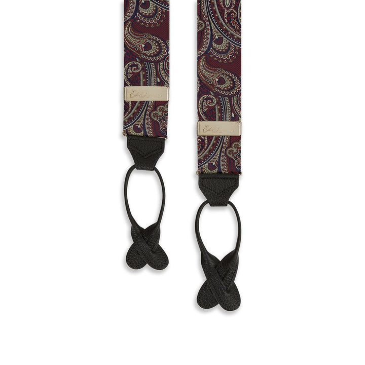 Burgundy Navy Paisley Woven Brace