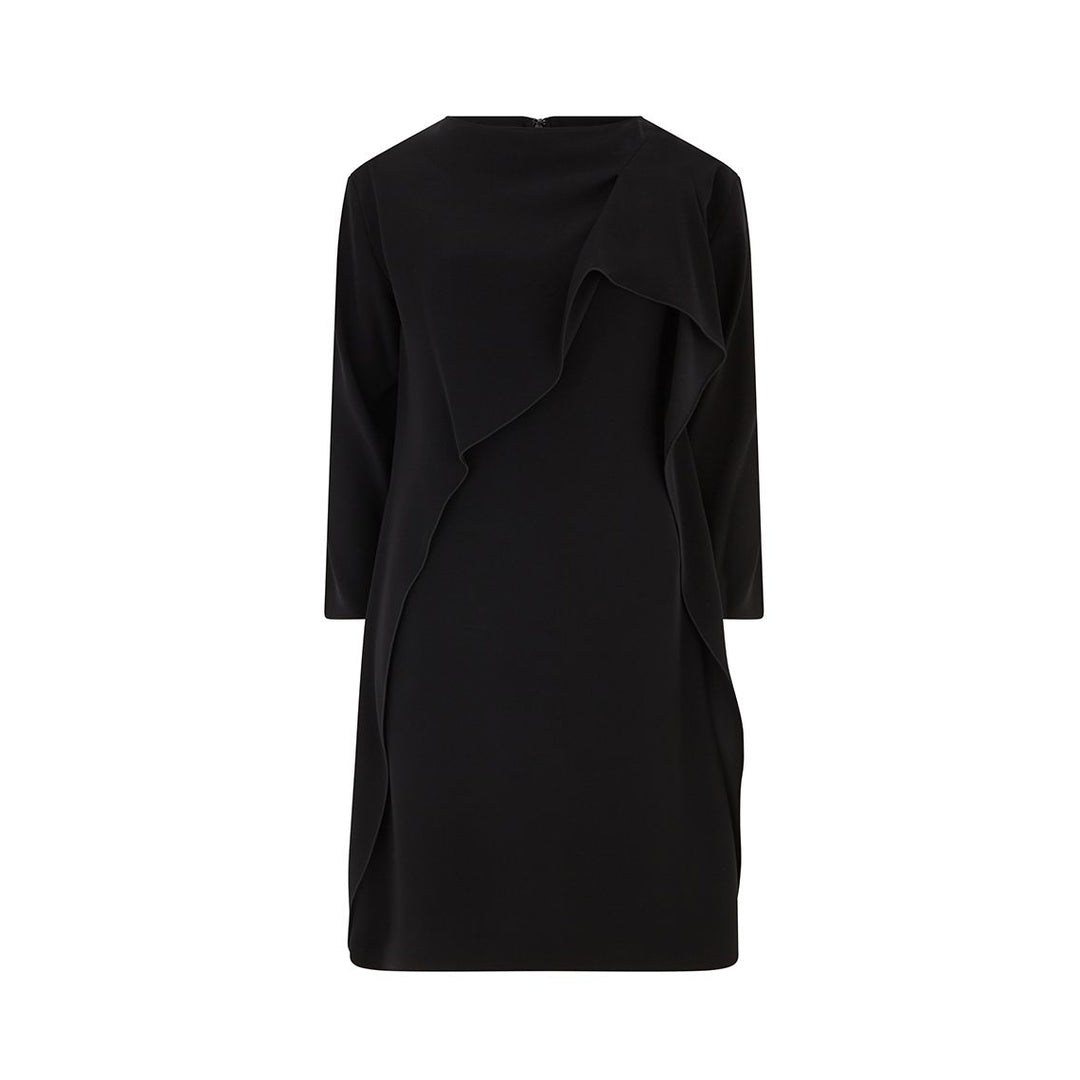 Ede & Ravenscroft | Emporio Armani 3/4 Sleeve Ruffle Cady Dress | Black Ede & Ravenscroft | Emporio Armani 3/4 Sleeve Ruffle Cady Dress | Black