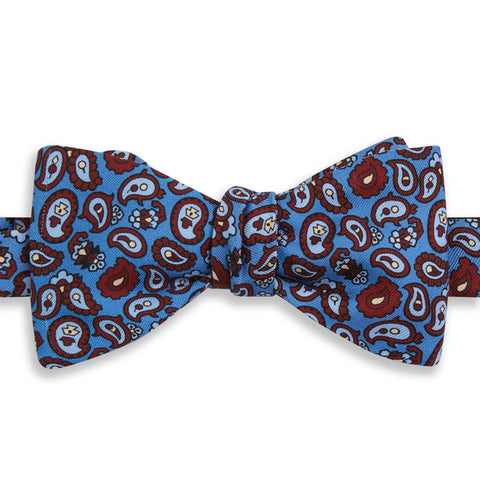 Blue and Burgundy Paisley Madder Silk Bow Tie