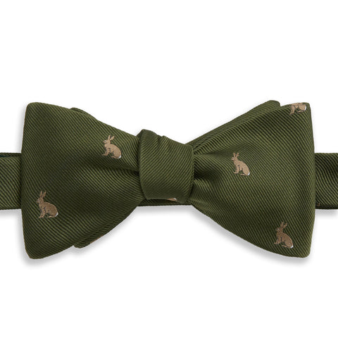 Green and Gold Hare Woven Silk Self Bow Tie
