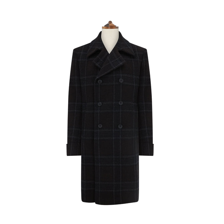 Boswell Charcoal Check Wool Reefer Coat