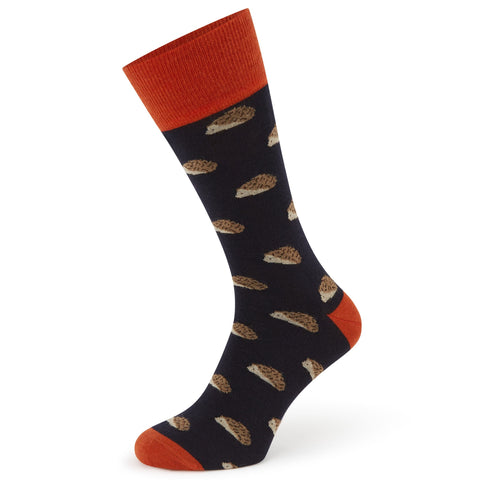 Sutton Navy and Orange Hedgehog Wool Socks