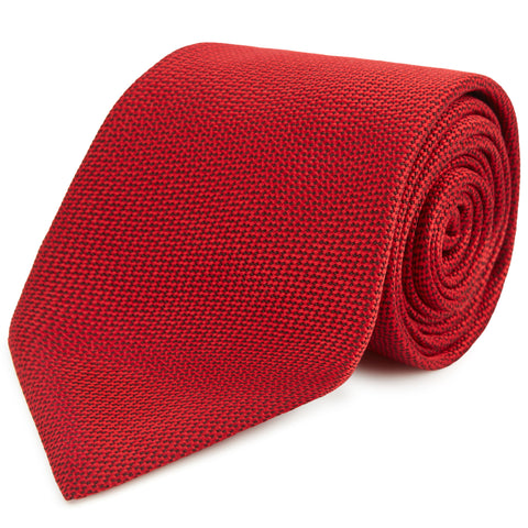 Red Textured Hopsack Woven Silk Tie