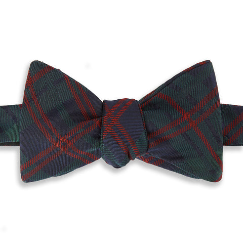 Green and Red Large Check Tartan Silk Bow Tie
