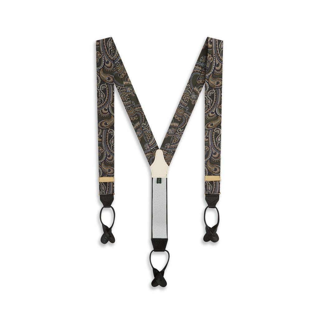 Green Navy Paisley Woven Brace