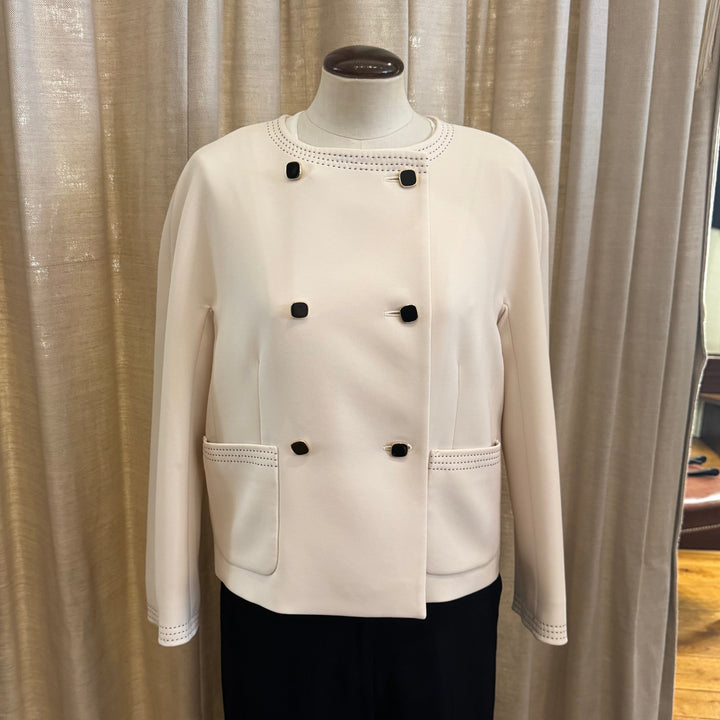 Ombrosa Beige Tailored Cady Double Breasted Jacket