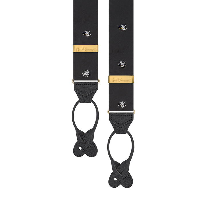 Inner Temple Crest Black Silver Silk Braces