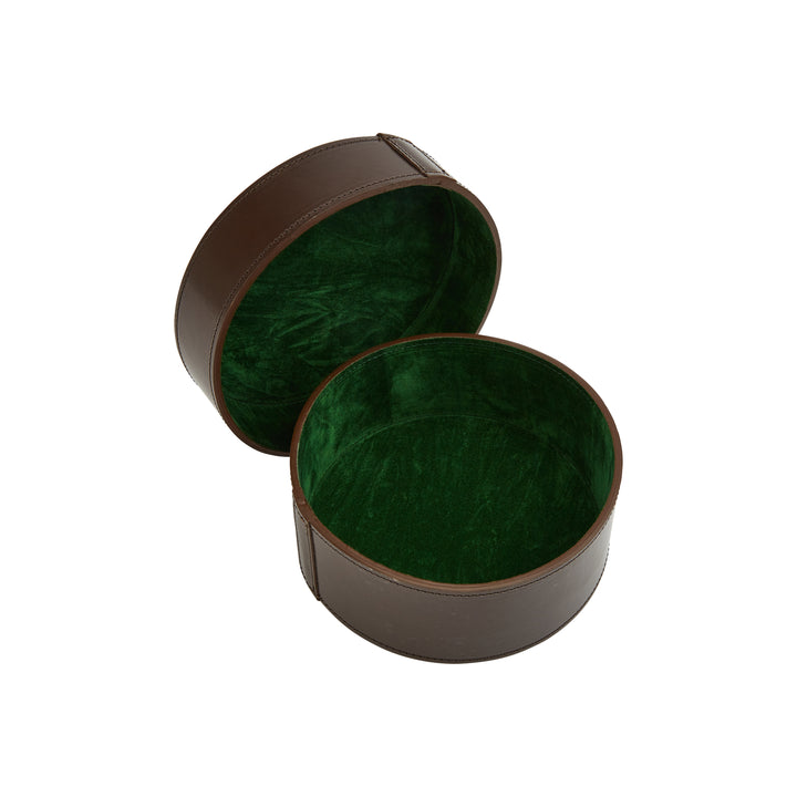 Brown Leather Round Collar Box