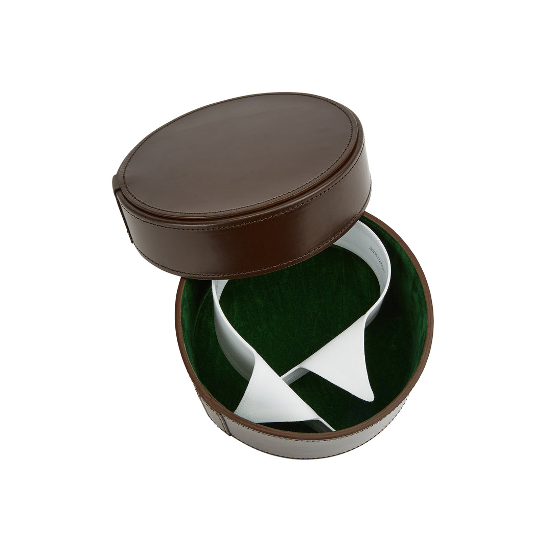 Brown Leather Round Collar Box