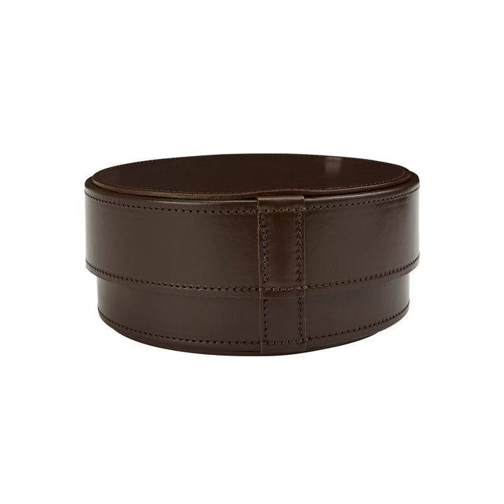 Brown Leather Round Collar Box