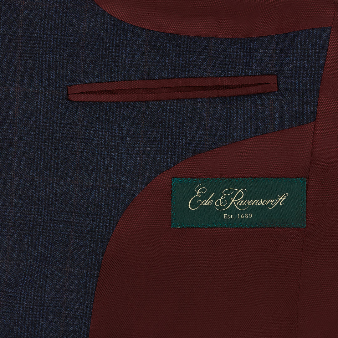 Barnes Light Navy Check Flannel Suit