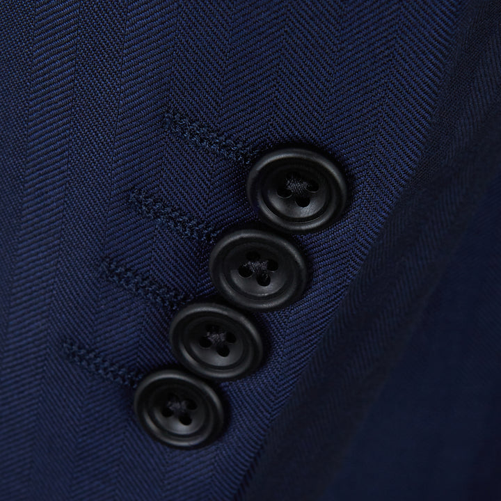 Barnes Navy Herringbone Suit