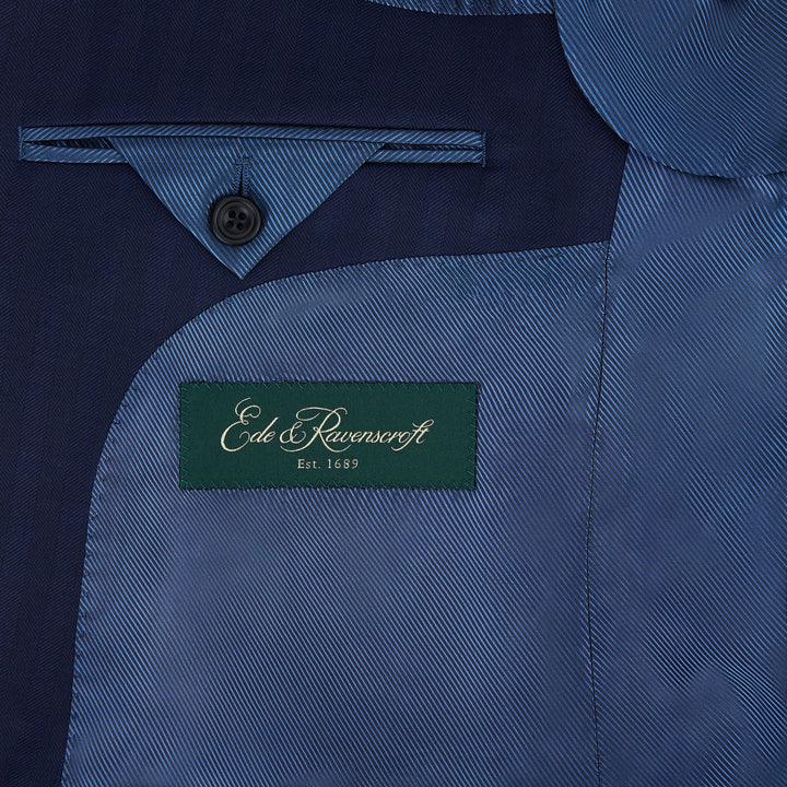 Barnes Navy Herringbone Suit