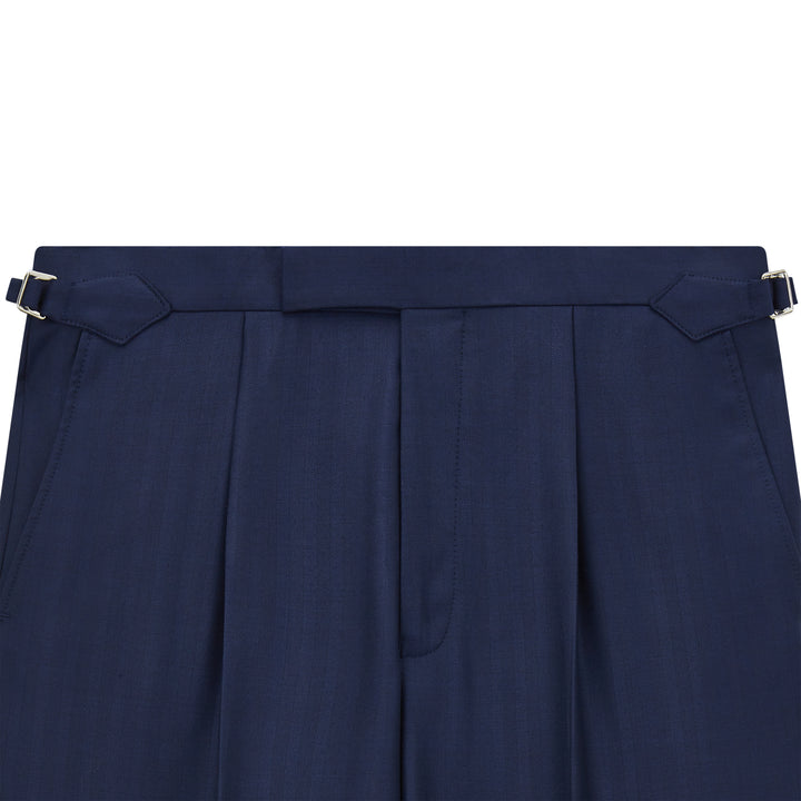 Barnes Navy Herringbone Suit