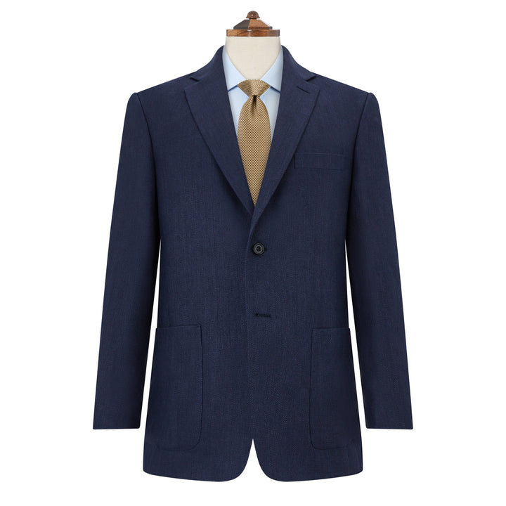 Bletchley Navy Herringbone Linen Jacket