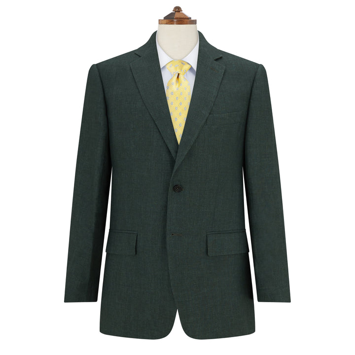 William Dark Green Plain Weave Linen Jacket