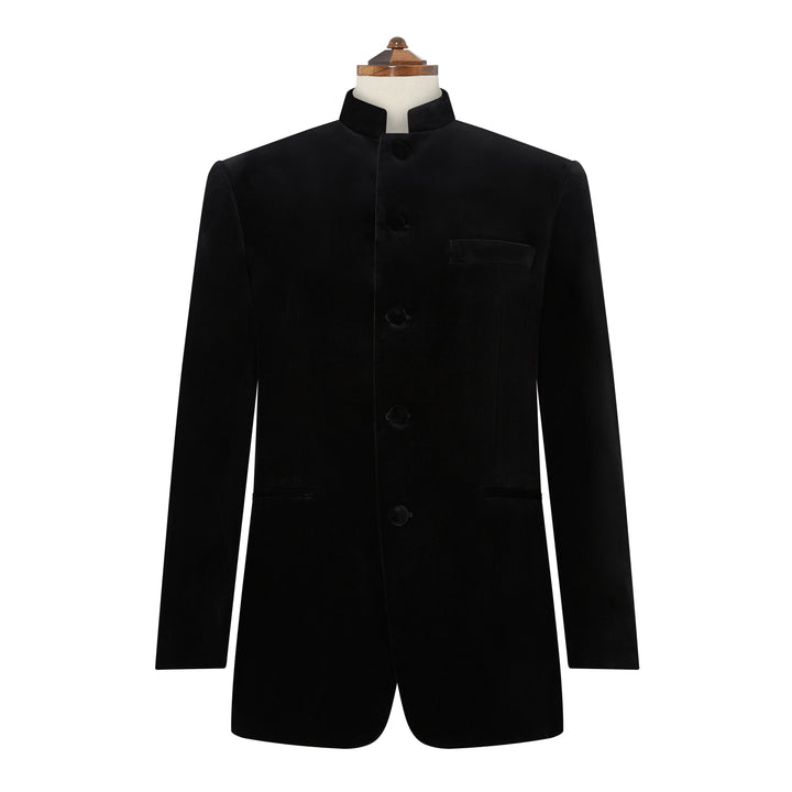 Darley Black Nehru Velvet Jacket