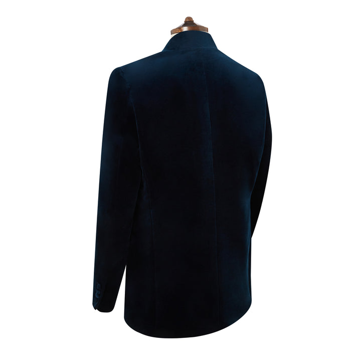 Darley French Navy Nehru Velvet Jacket