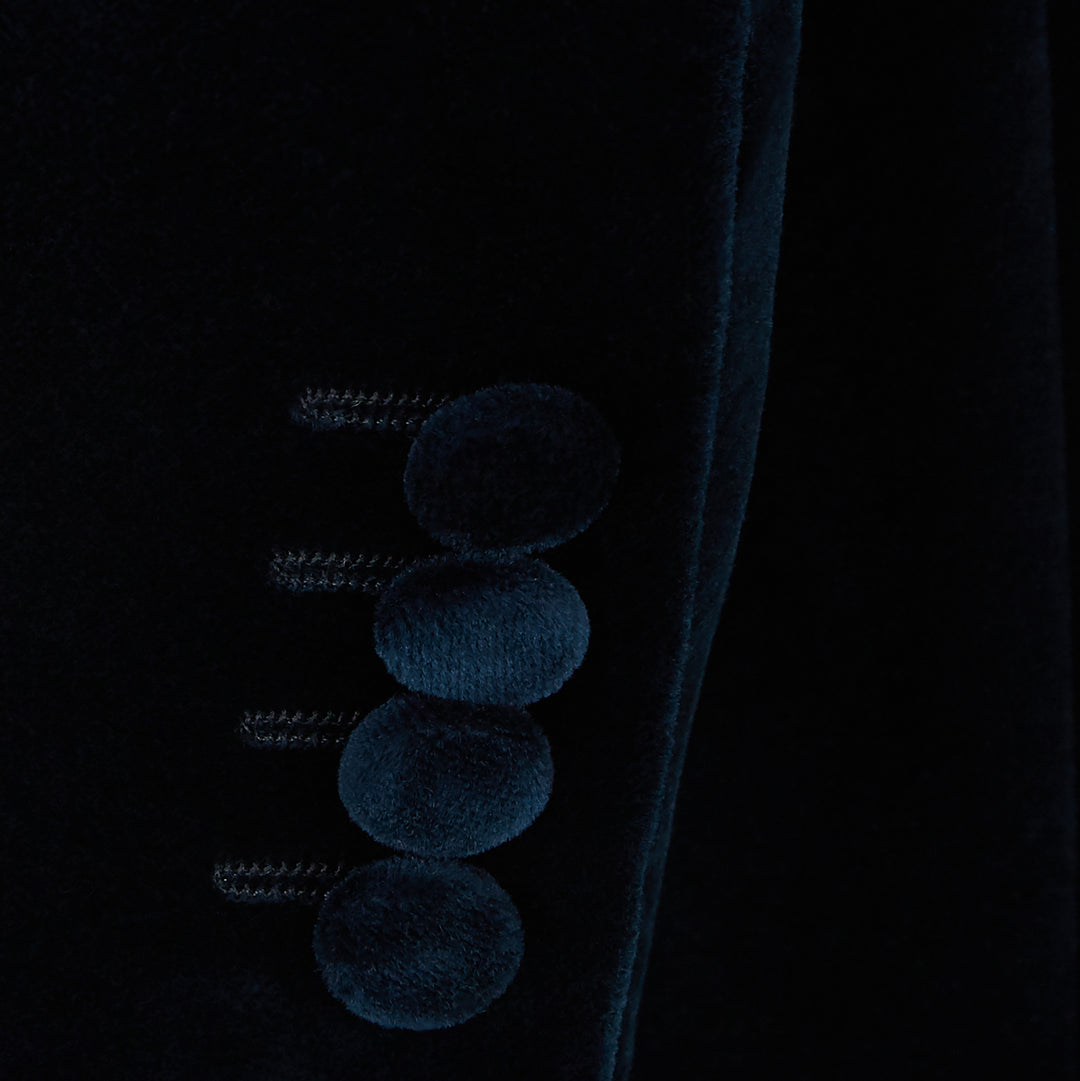 Darley French Navy Nehru Velvet Jacket