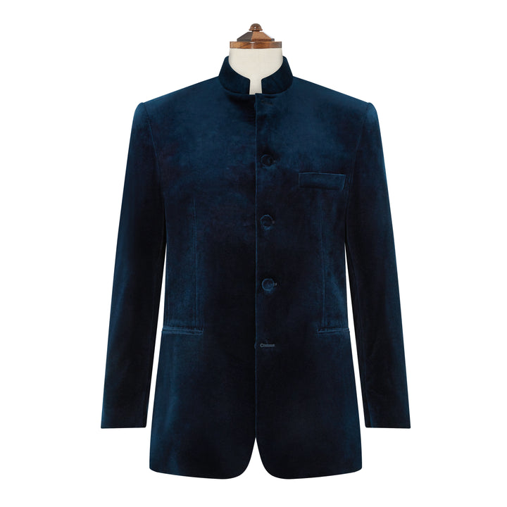 Darley French Navy Nehru Velvet Jacket