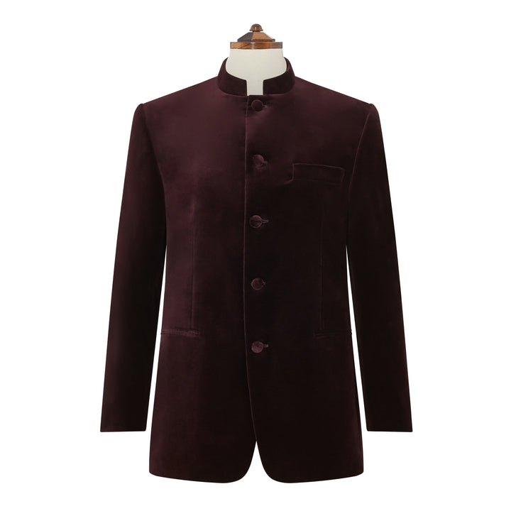 Darley Aubergine Nehru Velvet Jacket
