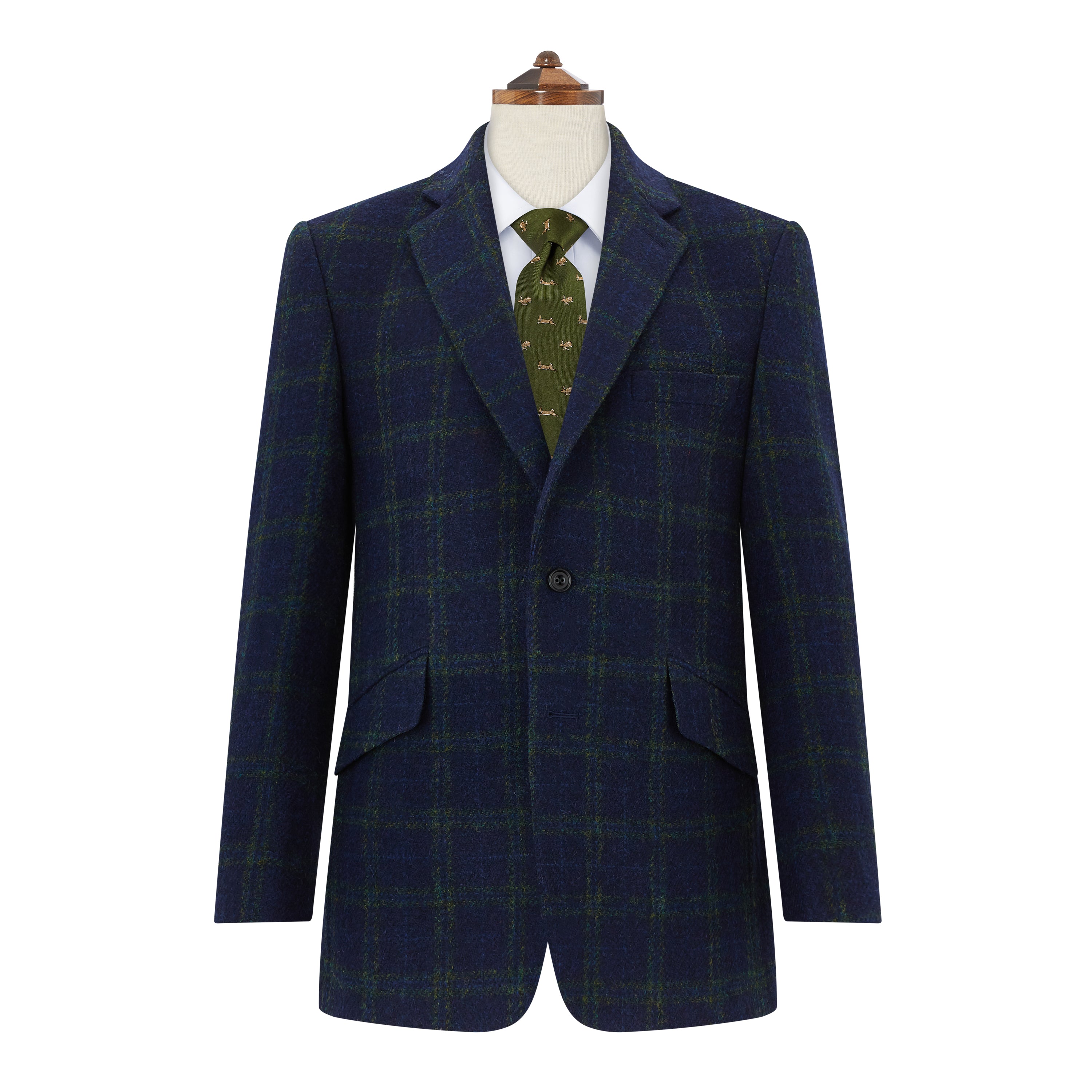 ジャケット・アウター Sillage NAVY CHECK HARRIS TWEED COAT Ede & Ravenscroft | William Check Harris Tweed Jacket | Navy Green