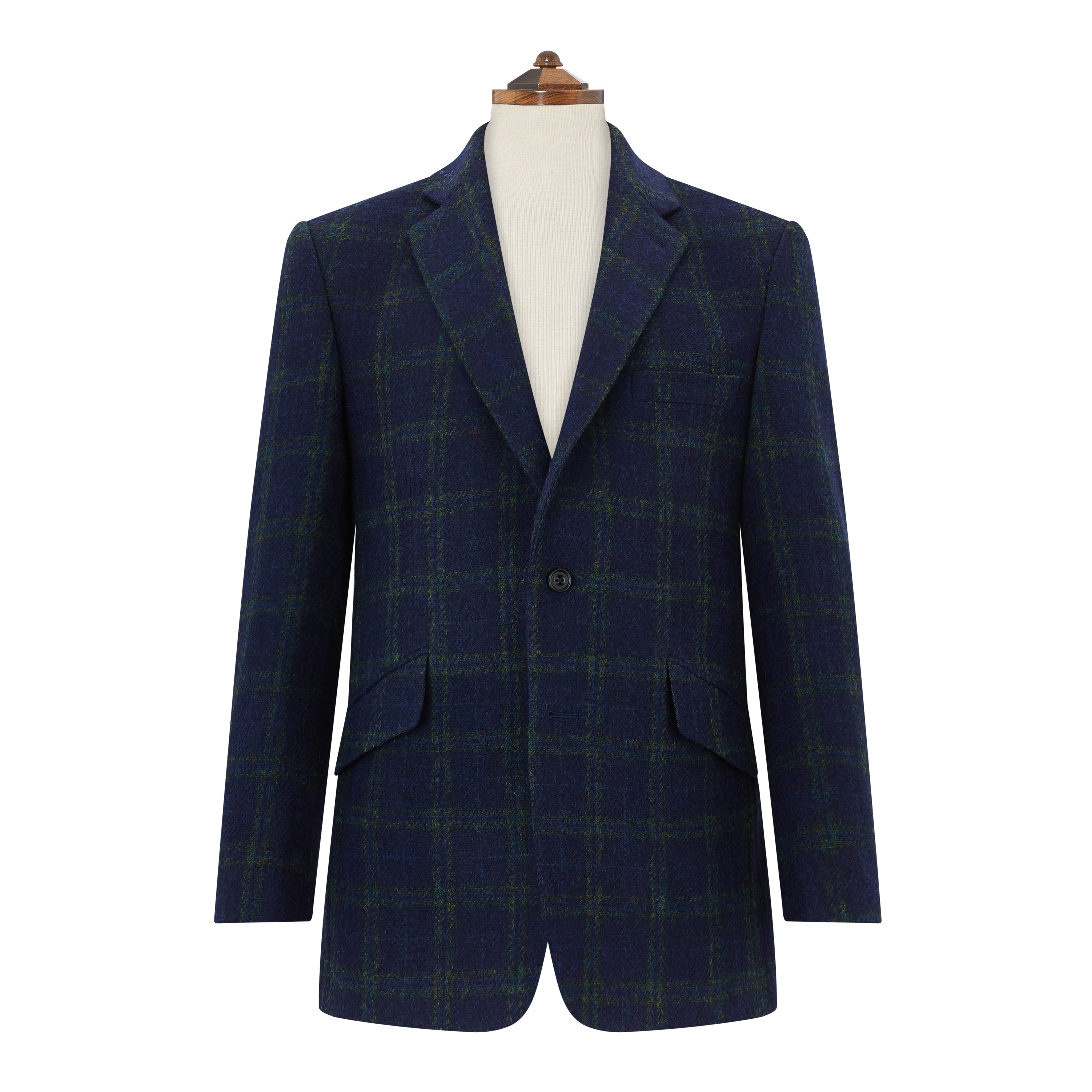 Ede & Ravenscroft | William Check Harris Tweed Jacket | Navy Green