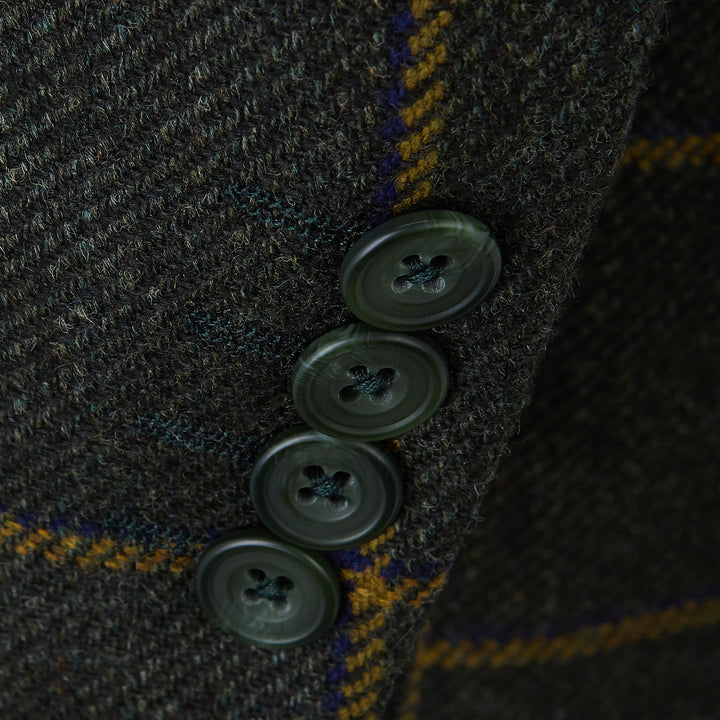 Warrick Green Gold Windowpane Tweed Jacket