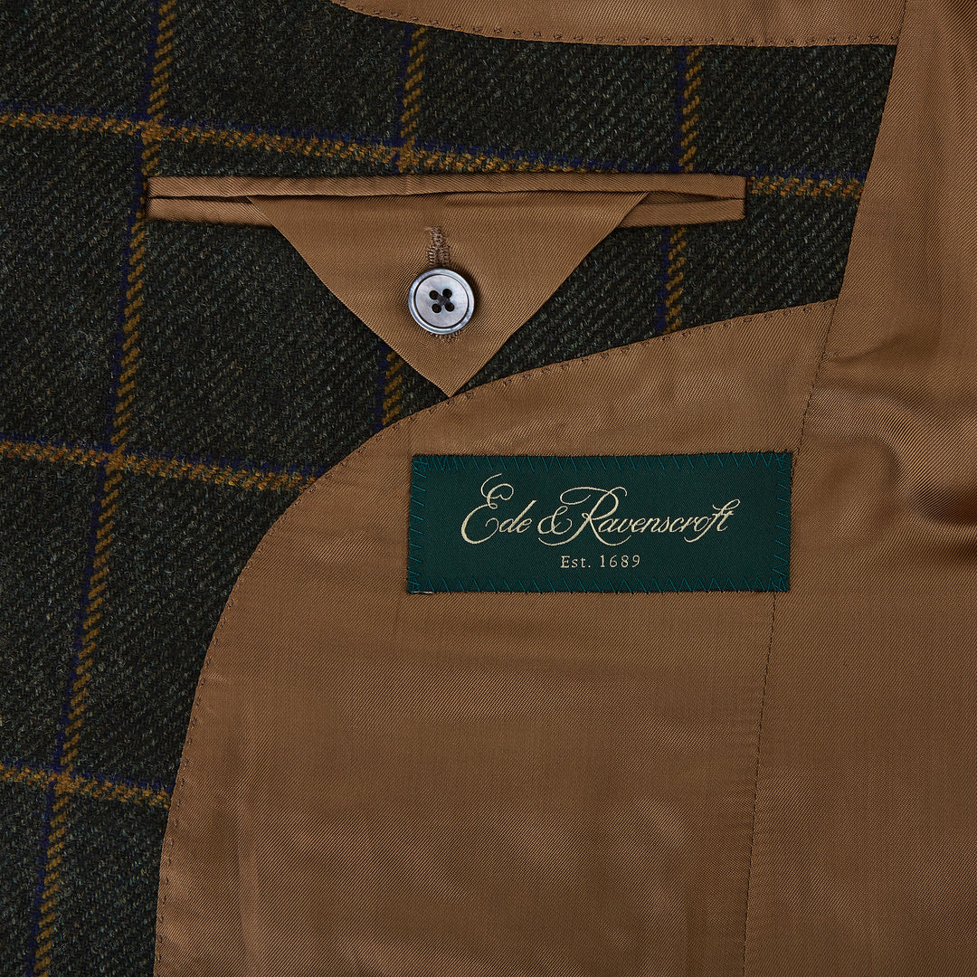 Warrick Green Gold Windowpane Tweed Jacket