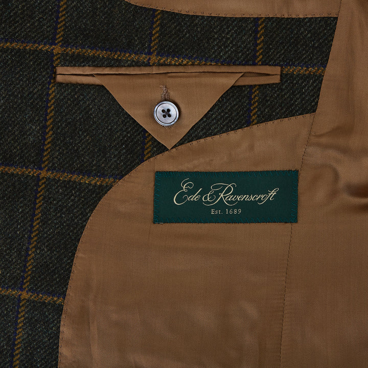 Warrick Green Gold Windowpane Tweed Jacket